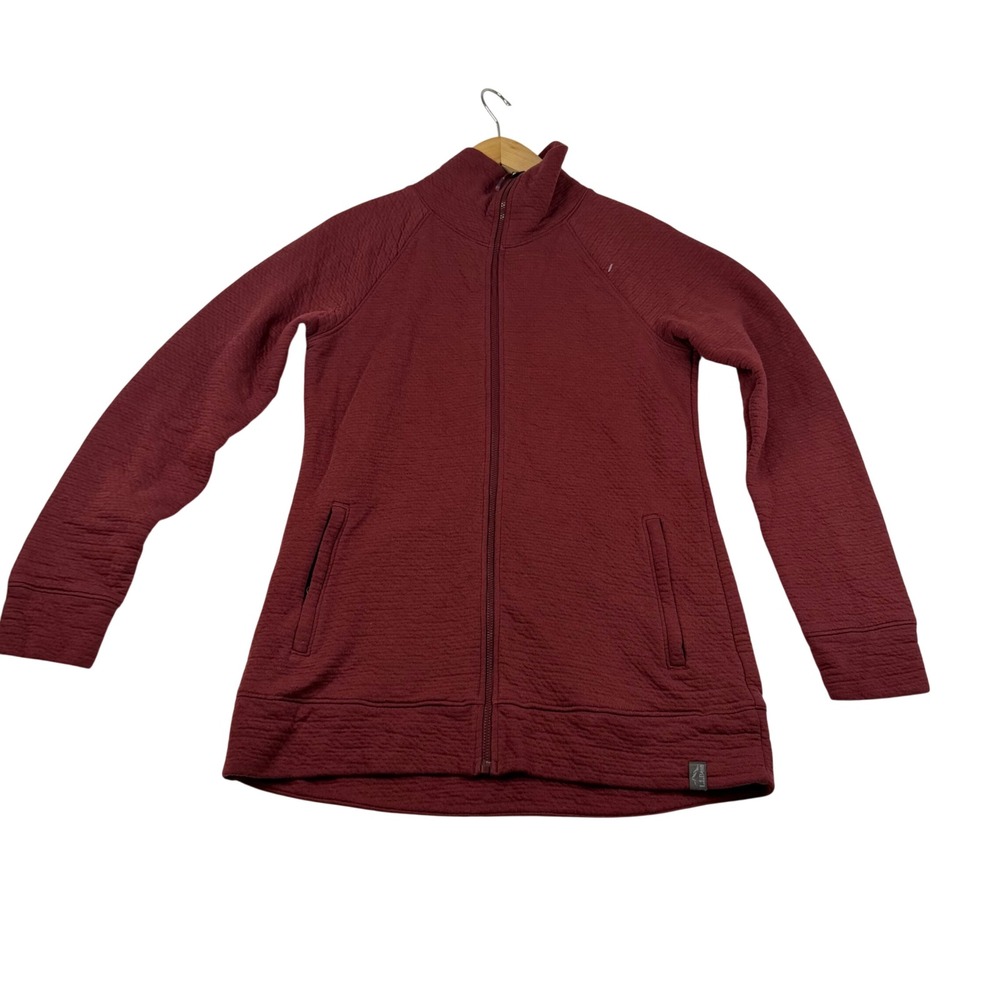 LL Bean Womens XS Full Zip Textured Quilted Fleece Jacket Burgundy 508135